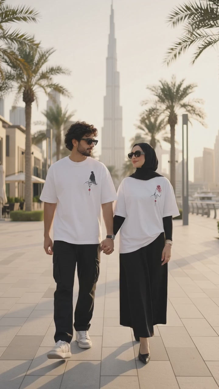 Couple Collection Dubai Duo  – Dubai Heritage Oversized T-Shirts