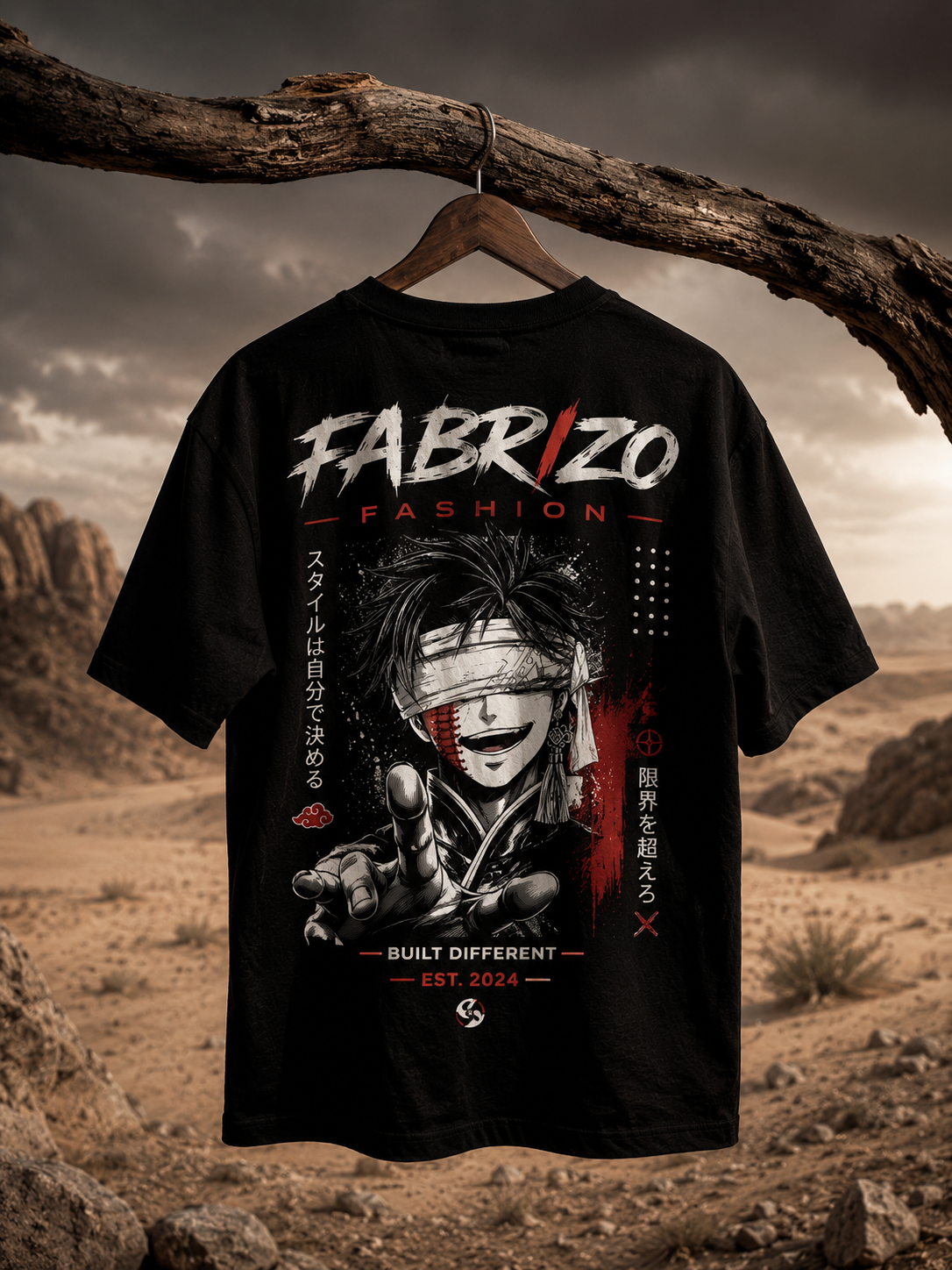 FABRIZO Fashion Anime Oversized Black T-Shirt – Built Different Edition