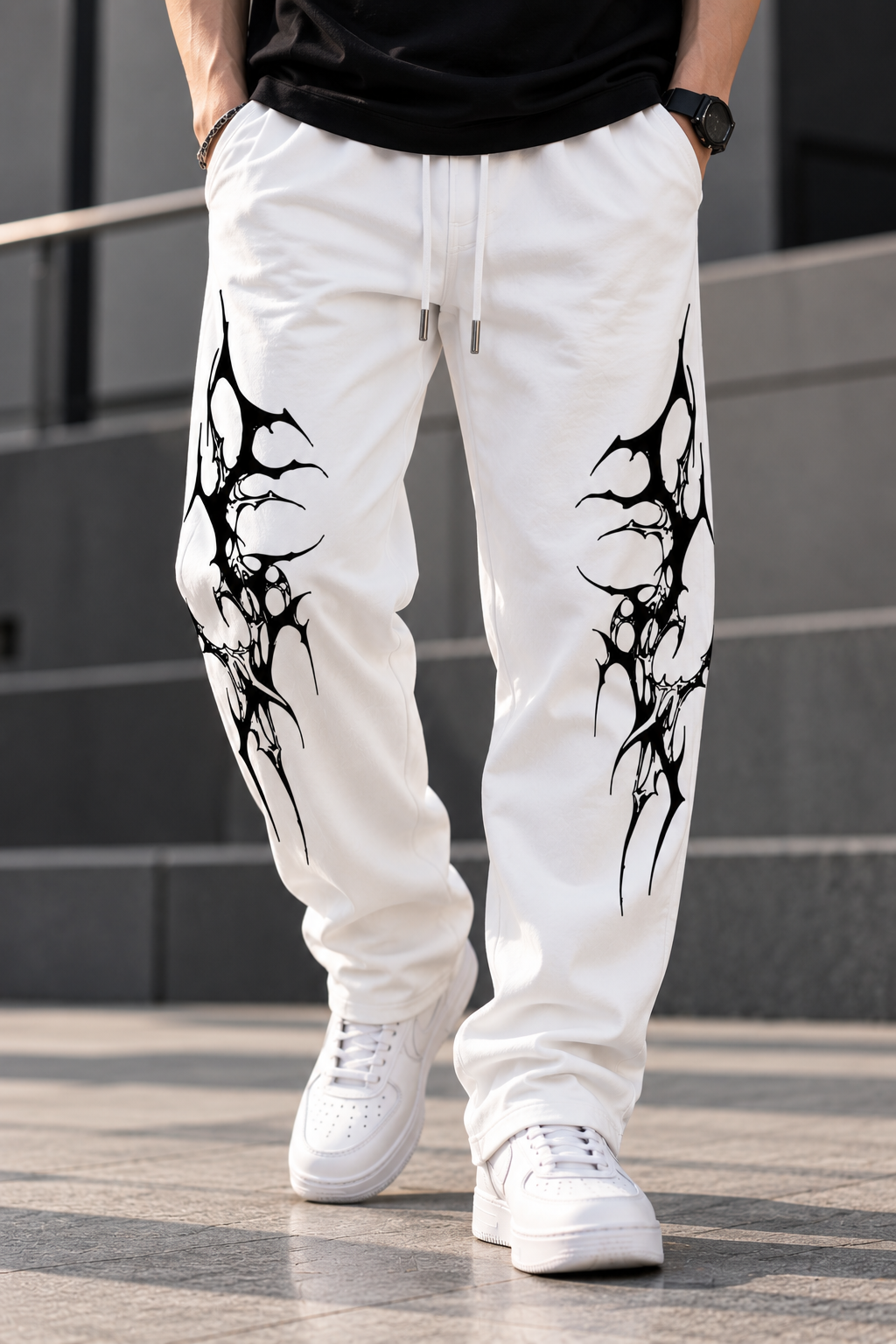 Viral Graphic Oversized T-Shirt & Jogger Set – Unisex Streetwear Tracksuit | Black & White