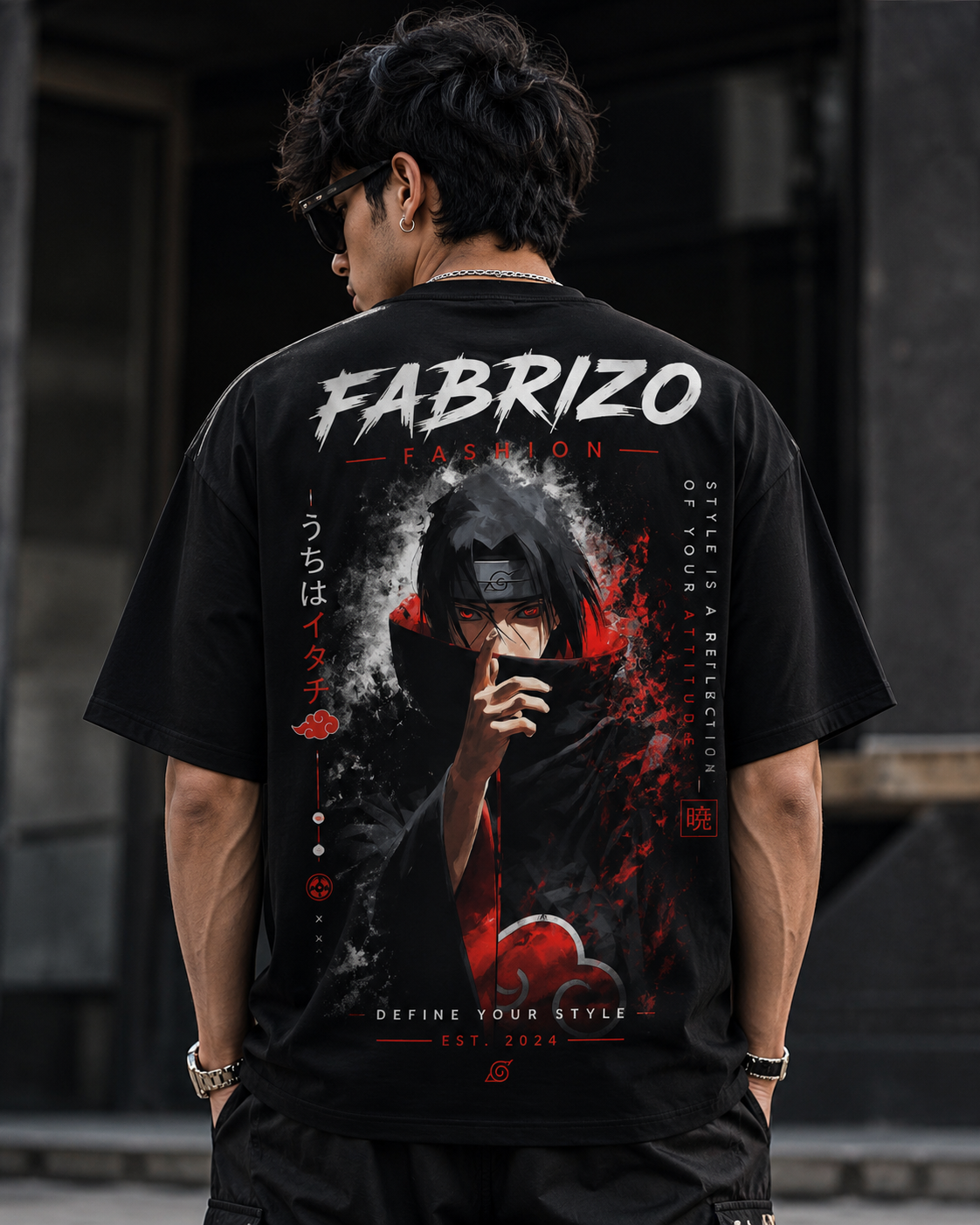FABRIZO Itachi Uchiha Oversized Black T-Shirt – Shadow Shinobi Edition