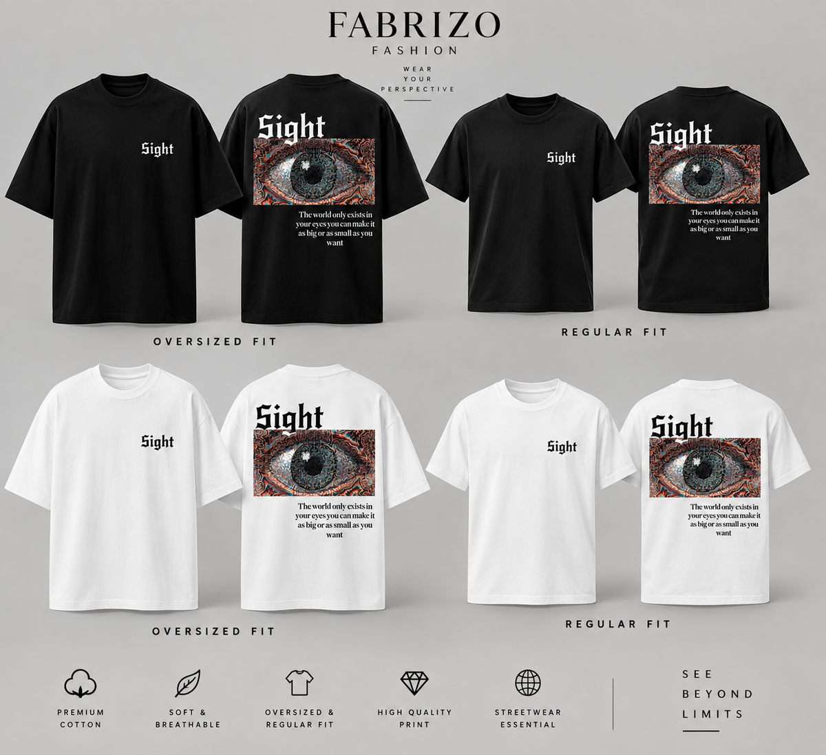 Sight T-Shirt – Oversized & Regular Fit | FABRIZO FASHION
