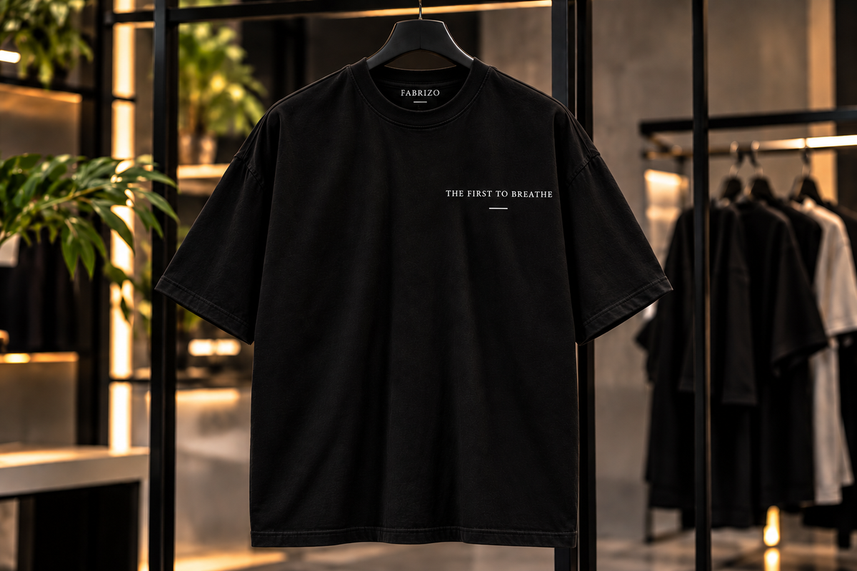 The First to Breathe Oversized T-Shirt – Black Samurai Streetwear Premium Limited Edition