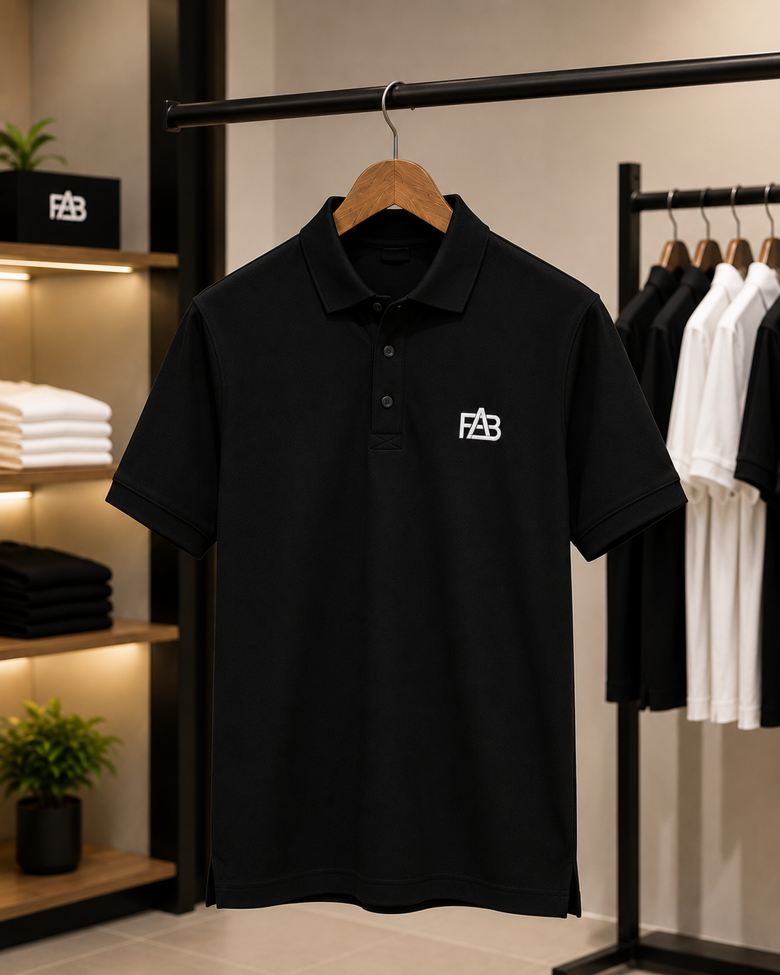 FAB Premium Black Polo Shirt – Modern Minimalist Luxury Collection