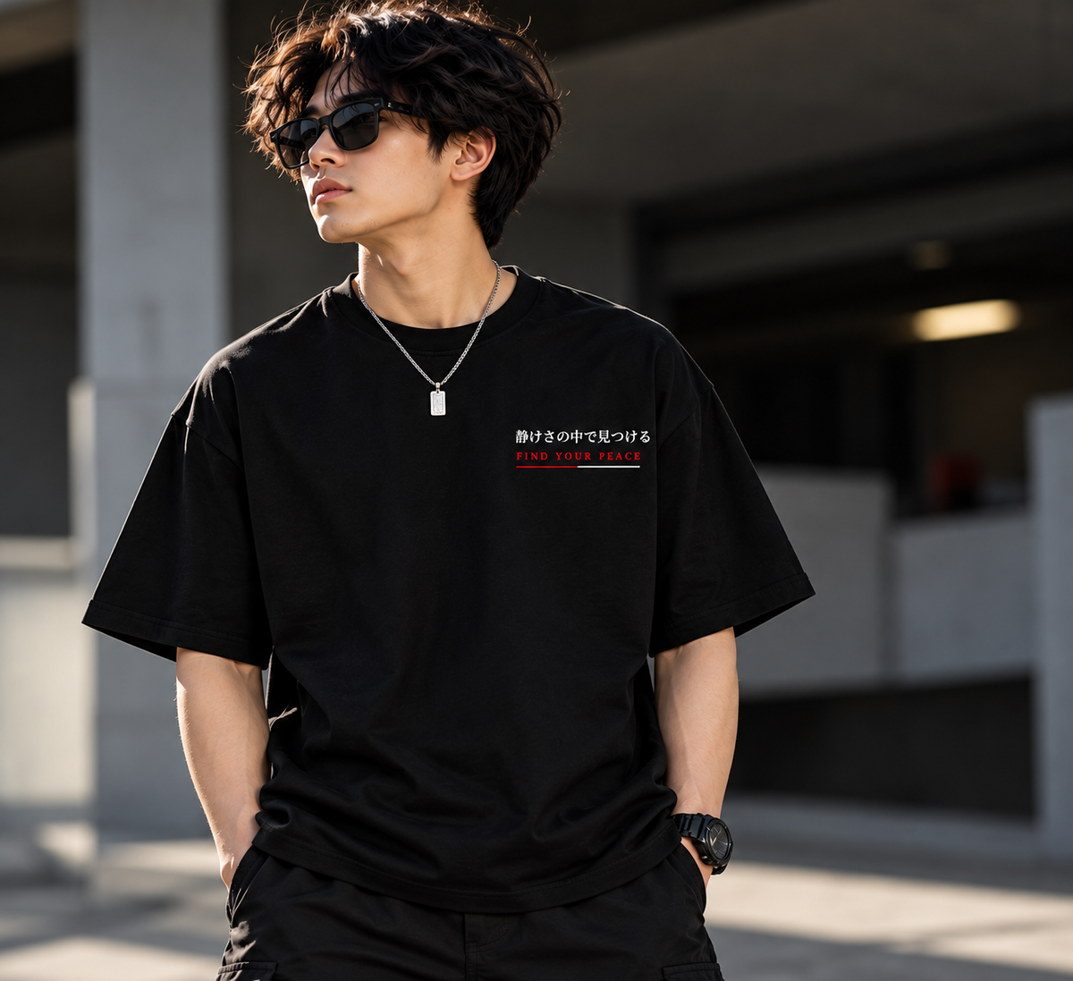 Find Your Peace Anime Oversized T-Shirt – Black | Premium Streetwear