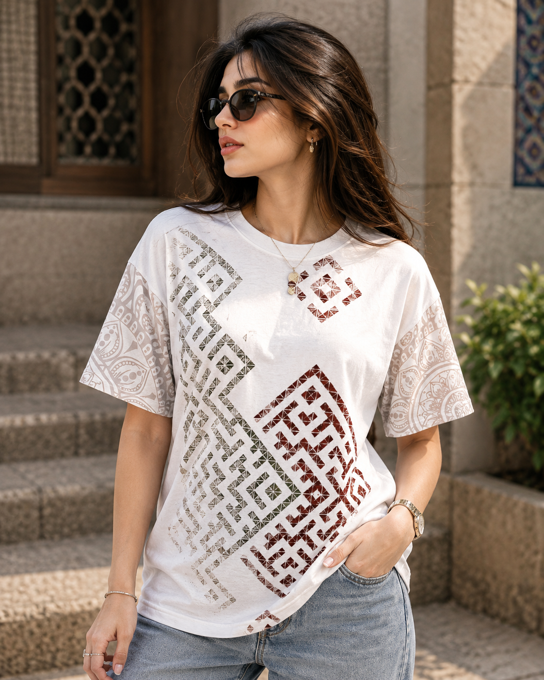 Arabic Heritage Oversized T-Shirt – Women's Cultural Edition