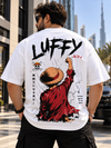 Luffy Anime Oversized Black T-Shirt for Men – One Piece Streetwear Graphic Tee