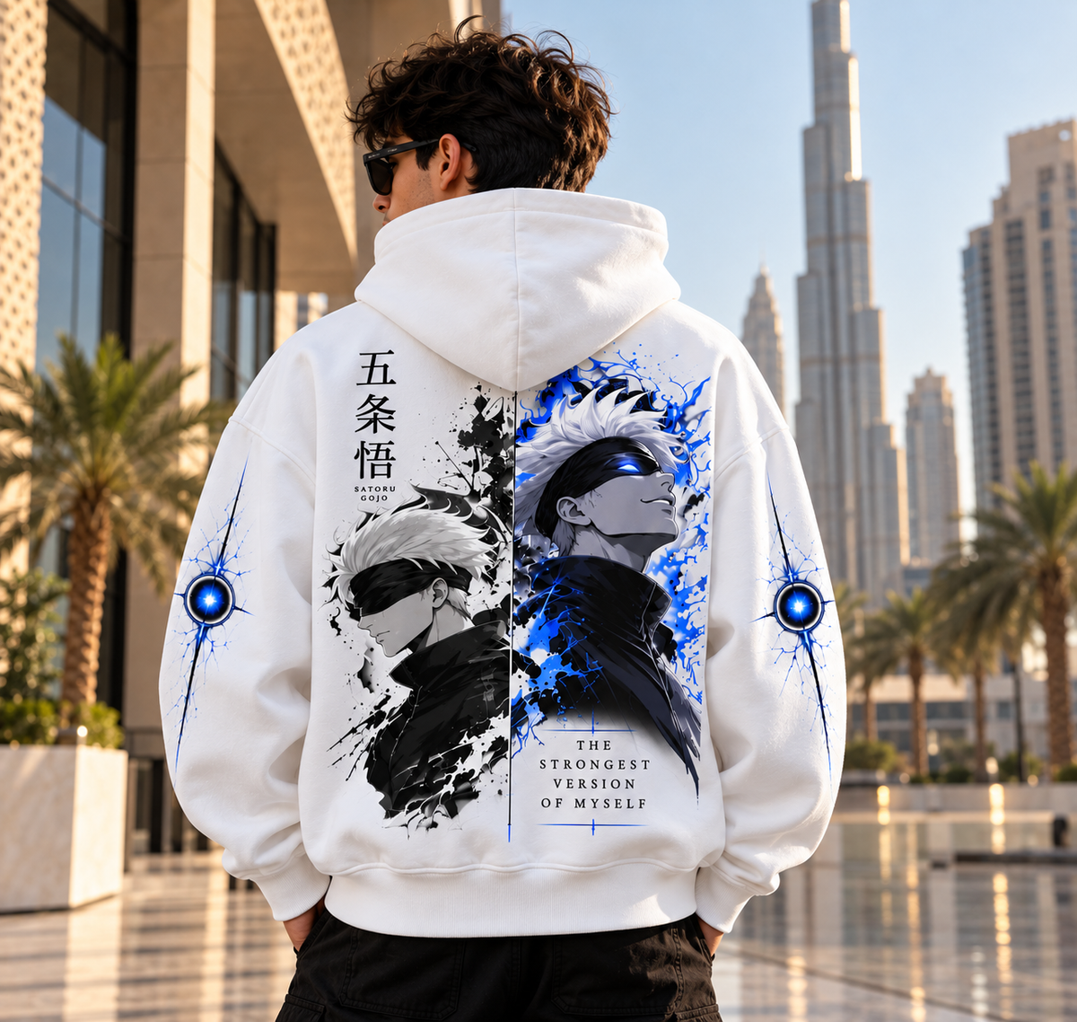 Gojo Anime Hoodie – Electric Blue Edition Premium | FABRIZO FASHION