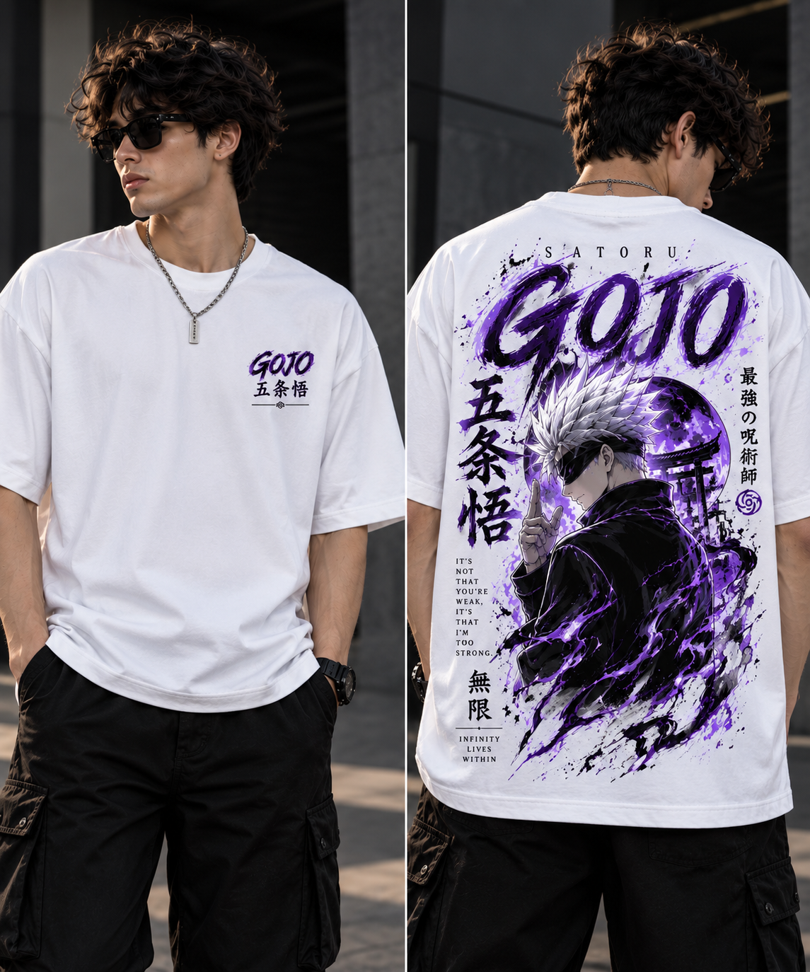 Gojo Satoru Oversized T-Shirt – Purple Infinity Edition
