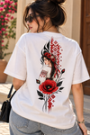 Women's Black Oversized Floral T-Shirt | Red Poppy Graphic Tee – FABRIZO FASHION
