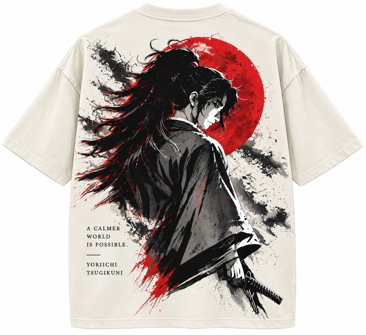 The First to Breathe Oversized T-Shirt – Black Samurai Streetwear Premium Limited Edition