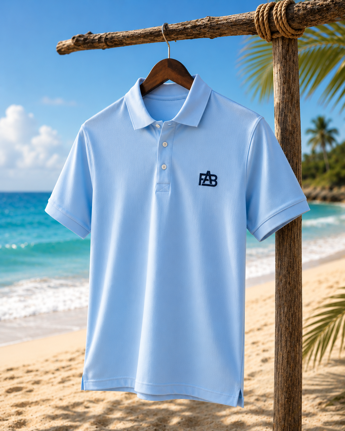 FABRIZO Premium Sky Blue Polo Shirt – Modern Minimalist Luxury Collection