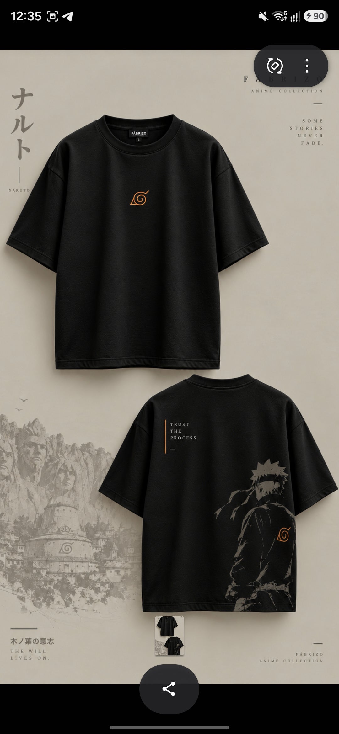Naruto Trust The Process premium Limited Edition  Oversized T-Shirt – Black Anime Streetwear | Fabrizo Fashion