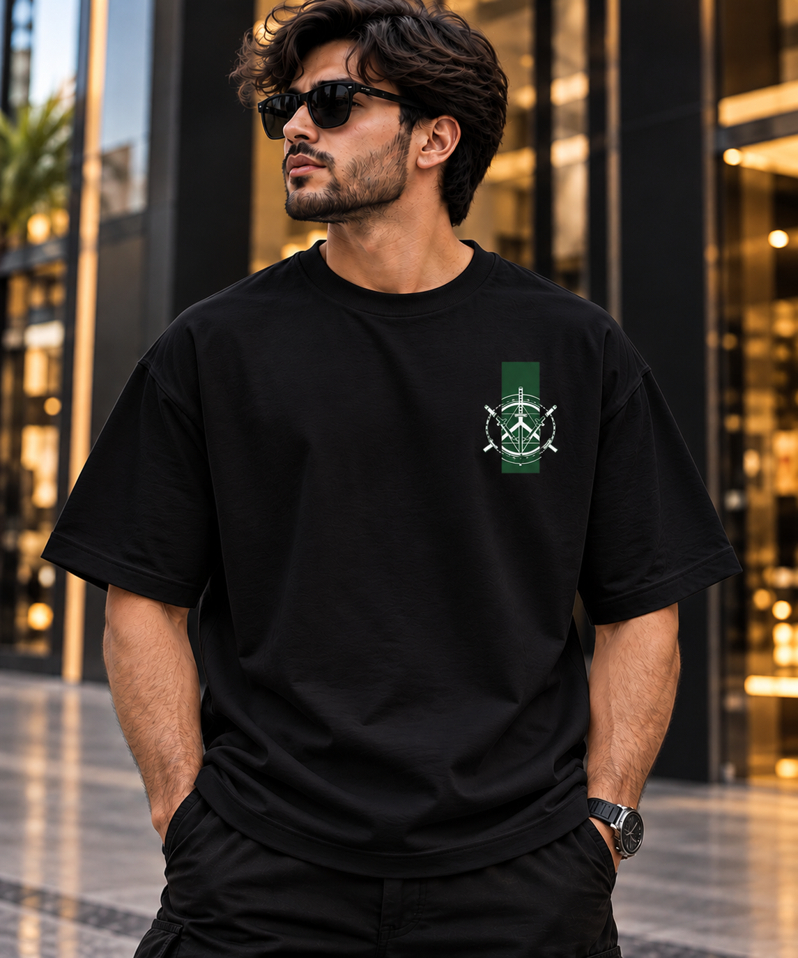 Zoro Anime Oversized T-Shirt – Green Sword Emblem | Premium Streetwear by FABRIZO FASHION