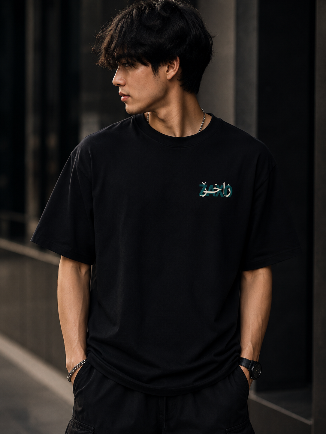 ZAKHO Arabic Typography Oversized Black T-Shirt – Urban Heritage Edition