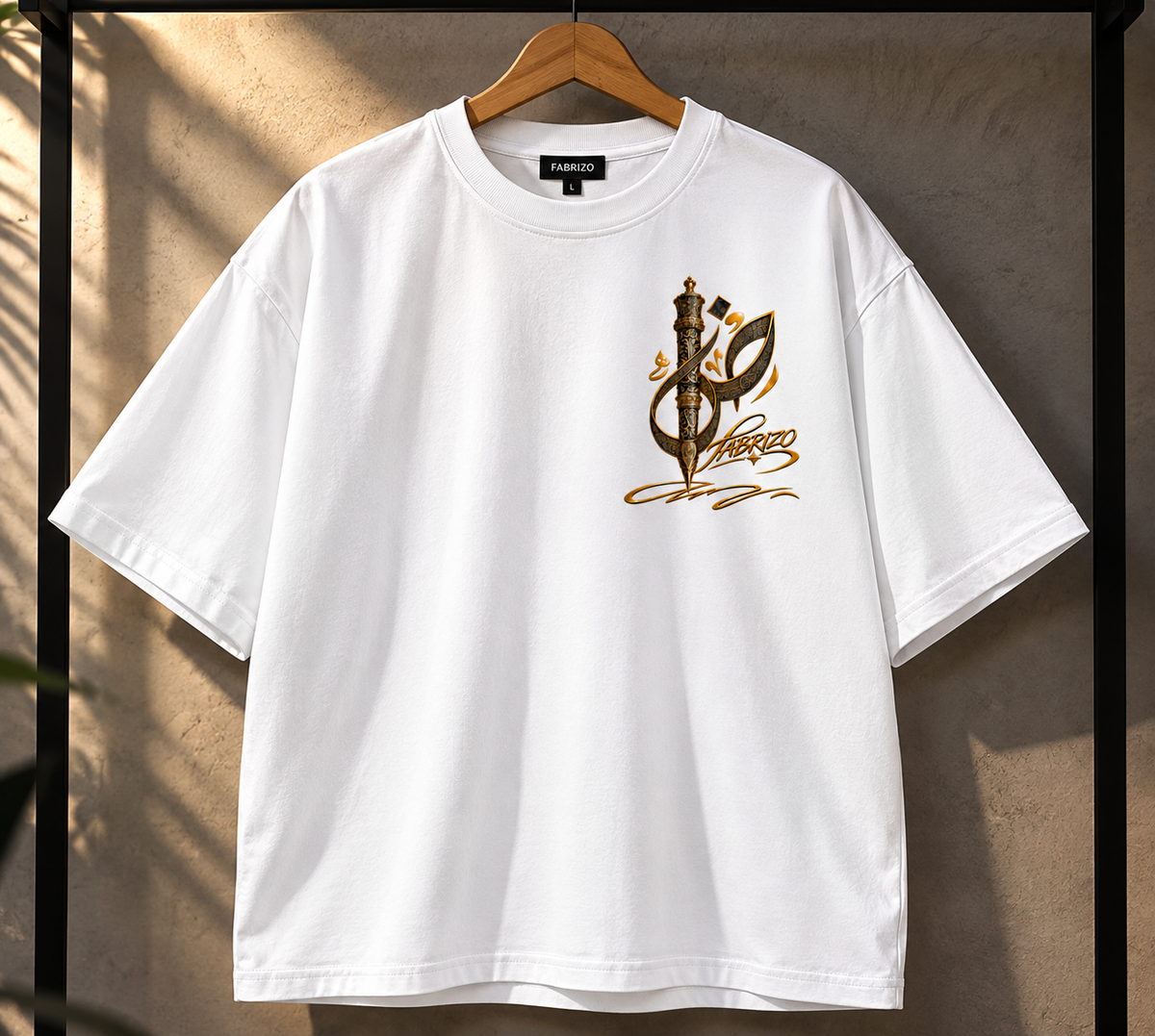 FABRIZO Royal Signature Premium Oversized T-Shirt – Black & Gold Luxury Streetwear