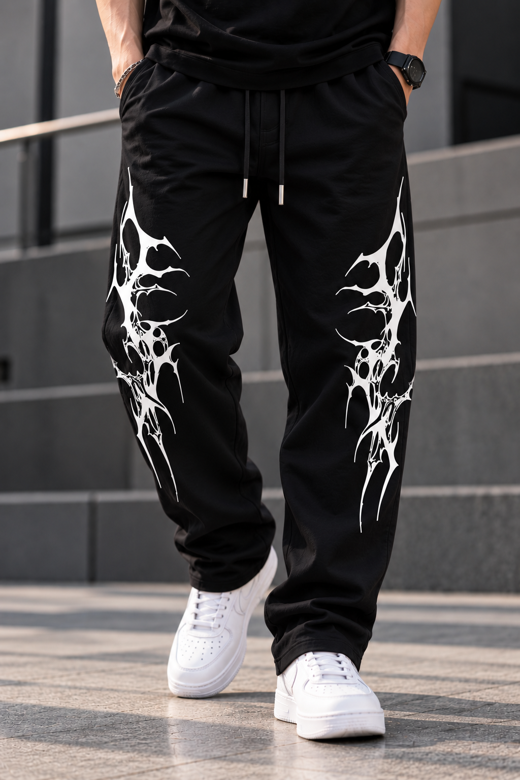 Viral Graphic Oversized T-Shirt & Jogger Set – Unisex Streetwear Tracksuit | Black & White