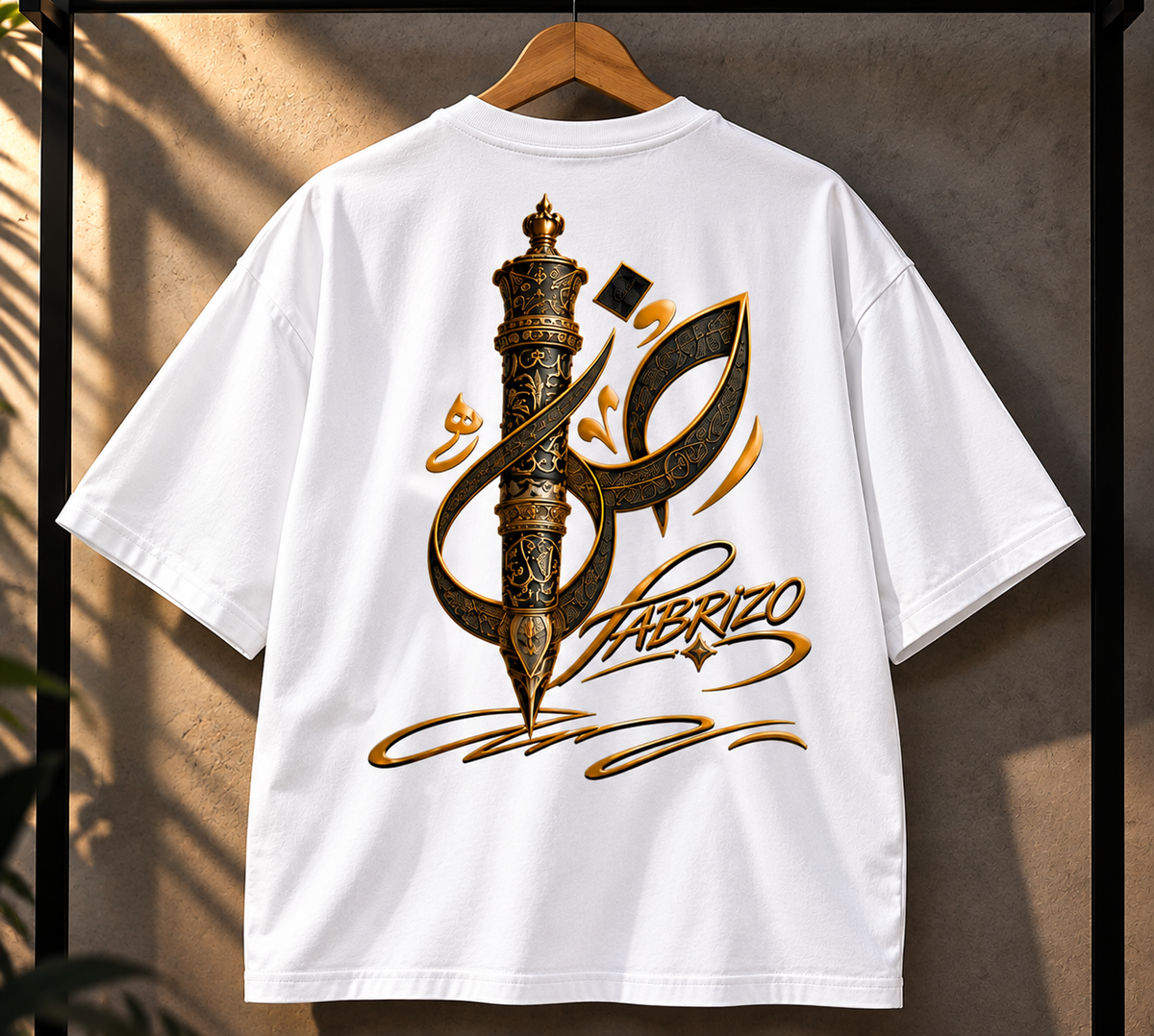 FABRIZO Royal Signature Premium Oversized T-Shirt – Black & Gold Luxury Streetwear