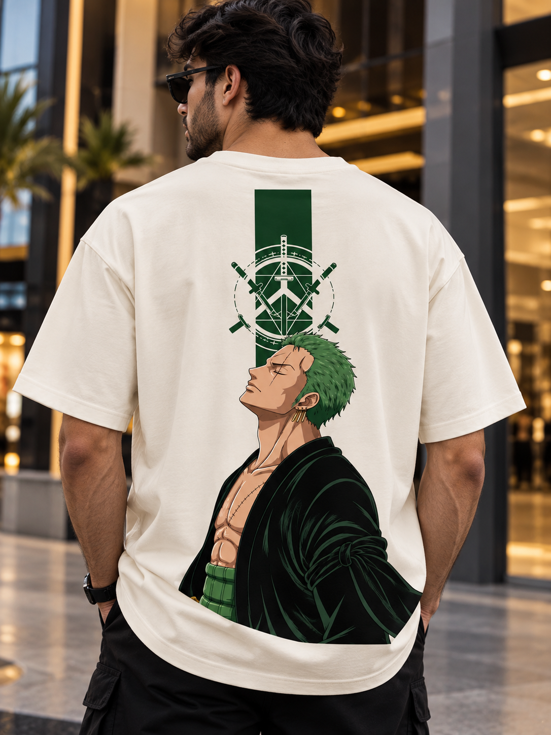 Zoro Anime Oversized T-Shirt – Green Sword Emblem | Premium Streetwear by FABRIZO FASHION