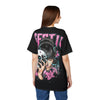 Graphic T-Shirt | Japanese Geisha & Skull Art, Y2K Grunge Aesthetic Pink & Blue Streetwear Top