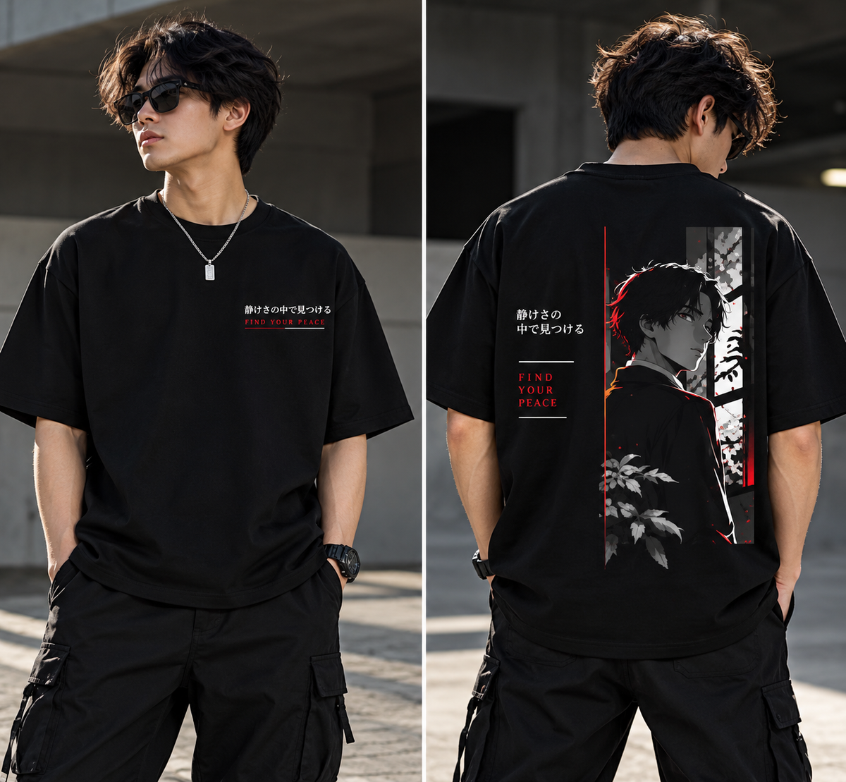 Find Your Peace Anime Oversized T-Shirt – Black | Premium Streetwear