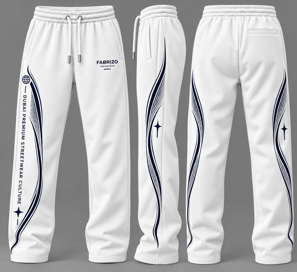 FABRIZO Premium White Joggers – Trouser Dubai Streetwear Edition