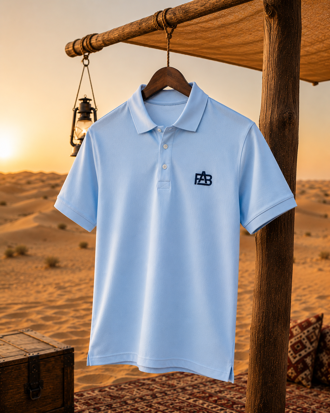 FABRIZO Premium Sky Blue Polo Shirt – Modern Minimalist Luxury Collection