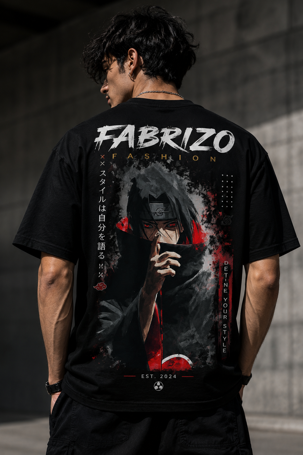 FABRIZO Itachi Uchiha Oversized Black T-Shirt – Shadow Shinobi Edition