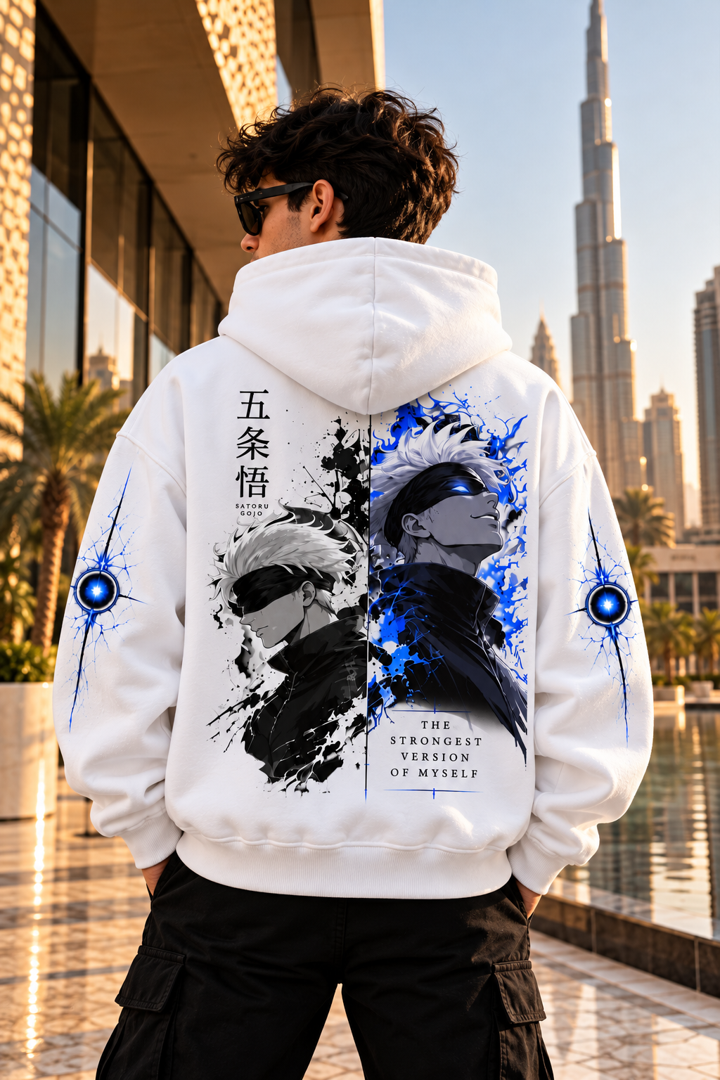 Gojo Anime Hoodie – Electric Blue Edition Premium | FABRIZO FASHION