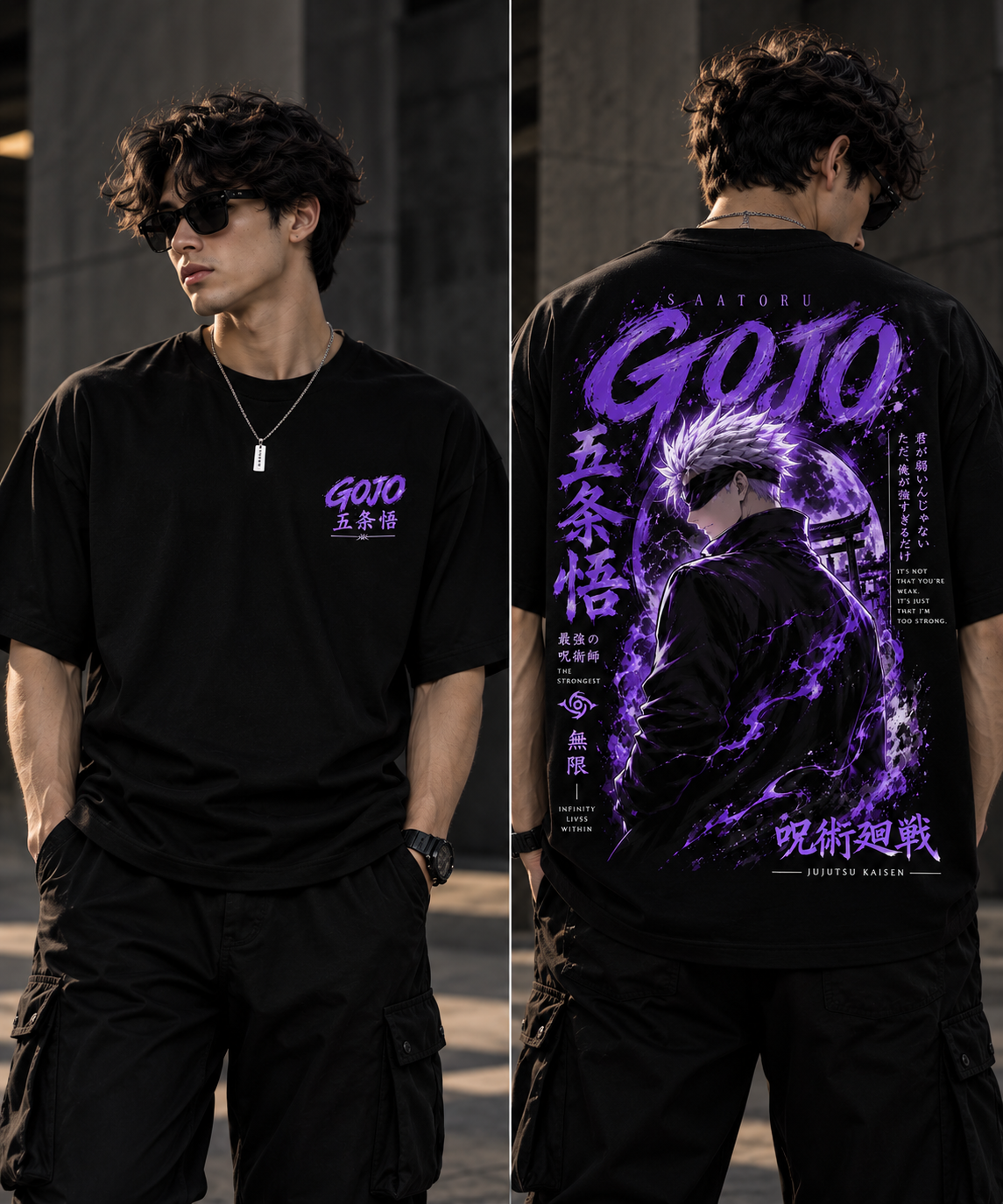 Gojo Satoru Oversized T-Shirt – Purple Infinity Edition