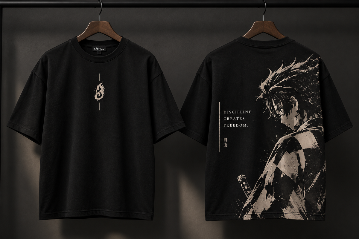 Discipline Creates Freedom Oversized T-Shirt – Anime Streetwear | Fabrizo Fashion